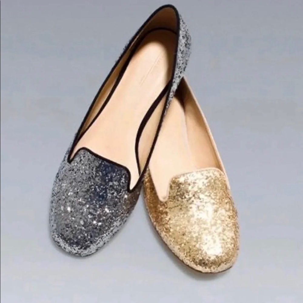 Zara silver glitter flats